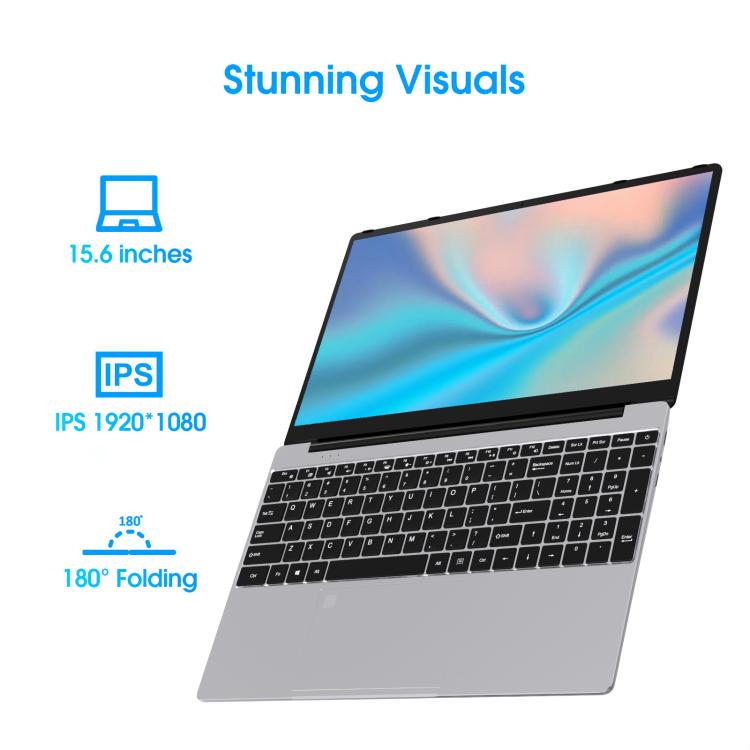 N5095 15.6 inch Laptop, 8GB+256GB, Windows 11 Intel Celeron N5095 Quad Core, Support Fingerprint Unlock, EU Plug (Silver) - Others by buy2fix | Online Shopping UK | buy2fix