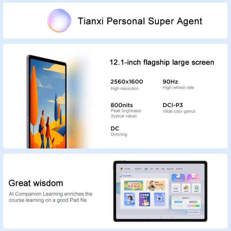 Lenovo Xiaoxin Pad 12.1 inch 2025 WiFi Tablet, 8GB+128GB, MediaTek Dimensity 6400 Octa Core,US Plug (Silver) - Lenovo by Lenovo | Online Shopping UK | buy2fix