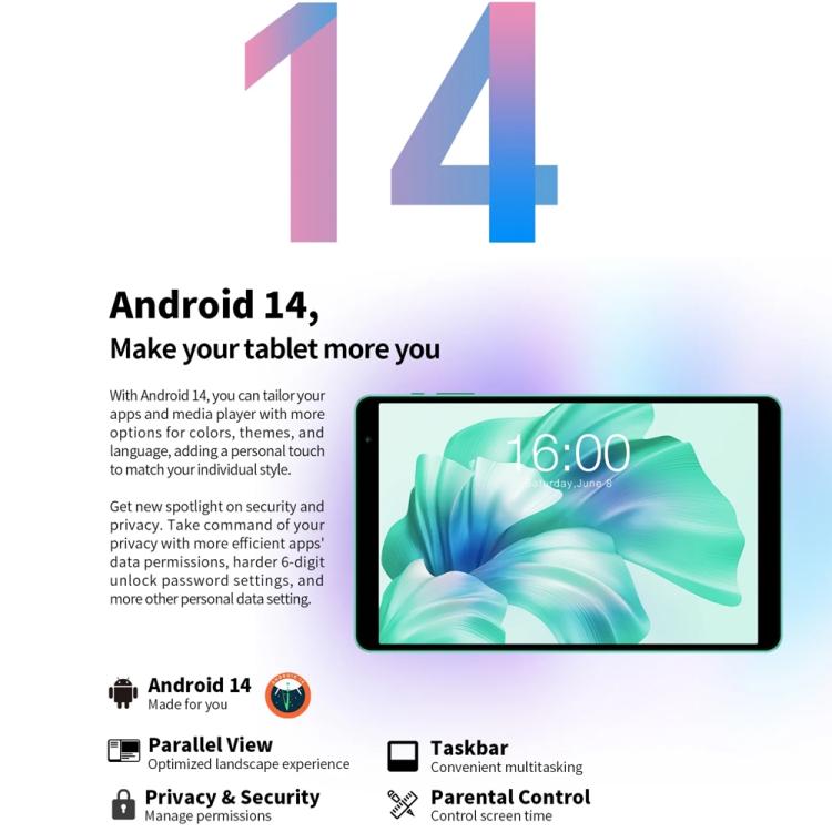Teclast P85 Tablet PC 8 inch WiFi6, 3GB+64GB, Android 15 Allwinner A333 5-Core(Mint Green) - TECLAST by TECLAST | Online Shopping UK | buy2fix