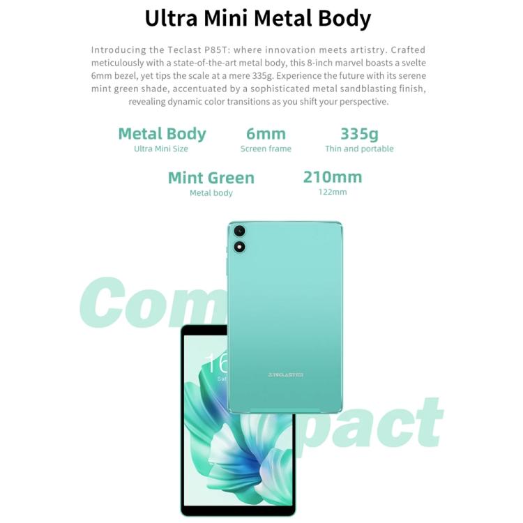Teclast P85 Tablet PC 8 inch WiFi6, 3GB+64GB, Android 15 Allwinner A333 5-Core(Mint Green) - TECLAST by TECLAST | Online Shopping UK | buy2fix