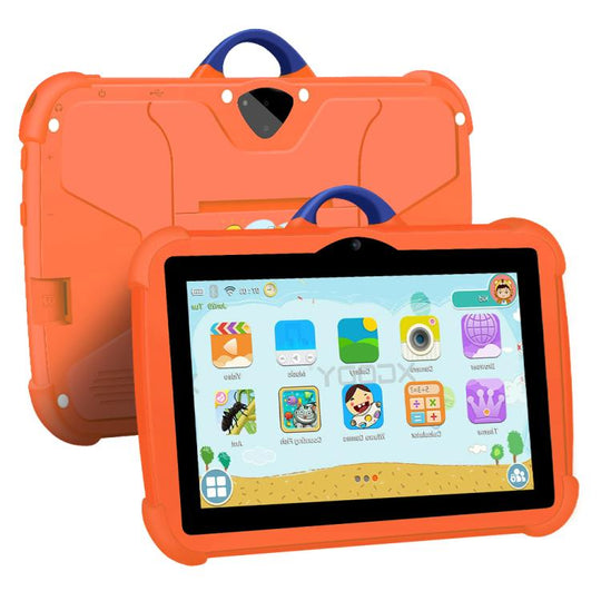 BDF C8 7 inch WiFi Kids Tablet PC with Silicone Case, 4GB+64GB, Android 13.0 MTK6735 Quad Core CPU, US Plug (Orange)