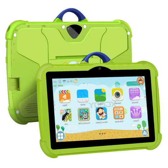 BDF C8 7 inch WiFi Kids Tablet PC with Silicone Case, 4GB+64GB, Android 13.0 MTK6735 Quad Core CPU, US Plug (Green)