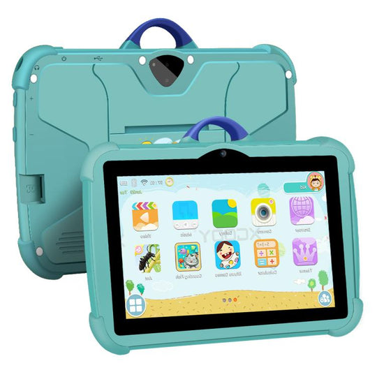 BDF C8 7 inch WiFi Kids Tablet PC with Silicone Case, 4GB+64GB, Android 13.0 MTK6735 Quad Core CPU, US Plug (Sky Blue)