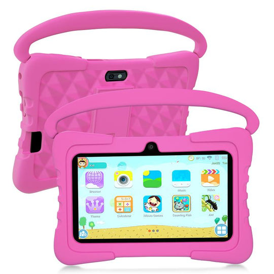 BDF K3 7 inch WiFi Kids Tablet PC with Silicone Case, 3GB+32GB, Android 13.0 MTK6735 Quad Core CPU, US Plug (Pink)