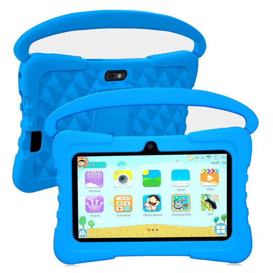 BDF K3 7 inch WiFi Kids Tablet PC with Silicone Case, 4GB+64GB, Android 13.0 MTK6735 Quad Core CPU, US Plug (Blue)