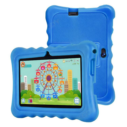 BDF T7 7 inch WiFi Kids Tablet PC with Silicone Case, 3GB+32GB, Android 13.0 MTK6735 Quad Core CPU, US Plug (Blue)
