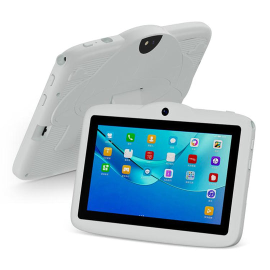 BDF 7 inch WiFi Kids Tablet PC with Mushroom Silicone Case, 3GB+32GB, Android 13.0 MTK6735 Quad Core CPU, US Plug (White)
