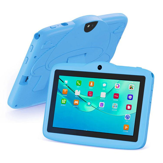 BDF 7 inch WiFi Kids Tablet PC with Mushroom Silicone Case, 4GB+64GB, Android 13.0 MTK6735 Quad Core CPU, US Plug (Blue)