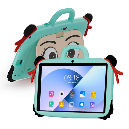 BDF 7 inch WiFi Kids Tablet PC with Nezha Silicone Case, 3GB+32GB, Android 13.0 MTK6735 Quad Core CPU, US Plug (Blue)