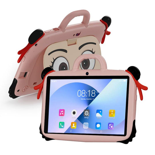 BDF 7 inch WiFi Kids Tablet PC with Nezha Silicone Case, 4GB+64GB, Android 13.0 MTK6735 Quad Core CPU, US Plug (Pink)