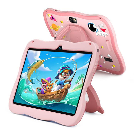 BDF 7 inch WiFi Kids Tablet PC with Spaceman Silicone Case, 4GB+64GB, Android 13.0 MTK6735 Quad Core CPU, US Plug (Pink)