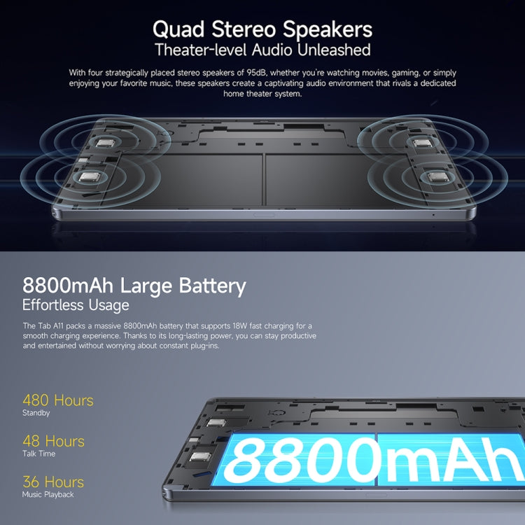 Ulefone Tab A11 Tablet PC, 6GB+256GB, 11 inch Android 14 Unisoc T620 Octa Core 4G Network, EU Plug (Space Grey) - Other by Ulefone | Online Shopping UK | buy2fix