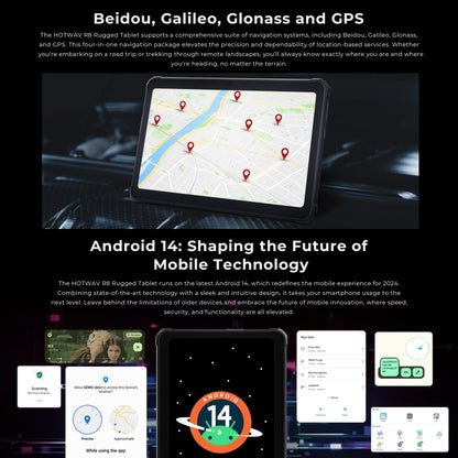 HOTWAV Tab R8 IP68/IP69K Rugged Tablet, 4GB+128GB, 10.1 inch Android 14 Unisoc T606 Octa Core 4G Network, Global Version with Google Play, EU Plug (Black Grey) - Other by HOTWAV | Online Shopping UK | buy2fix