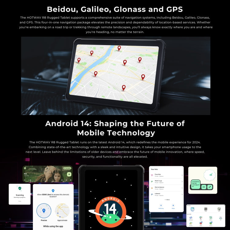 HOTWAV Tab R8 IP68/IP69K Rugged Tablet, 4GB+128GB, 10.1 inch Android 14 Unisoc T606 Octa Core 4G Network, Global Version with Google Play, EU Plug (Black+Orange) - Other by HOTWAV | Online Shopping UK | buy2fix