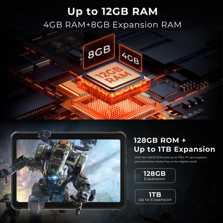 HOTWAV Tab R8 IP68/IP69K Rugged Tablet, 4GB+128GB, 10.1 inch Android 14 Unisoc T606 Octa Core 4G Network, Global Version with Google Play, EU Plug (Black+Orange) - Other by HOTWAV | Online Shopping UK | buy2fix
