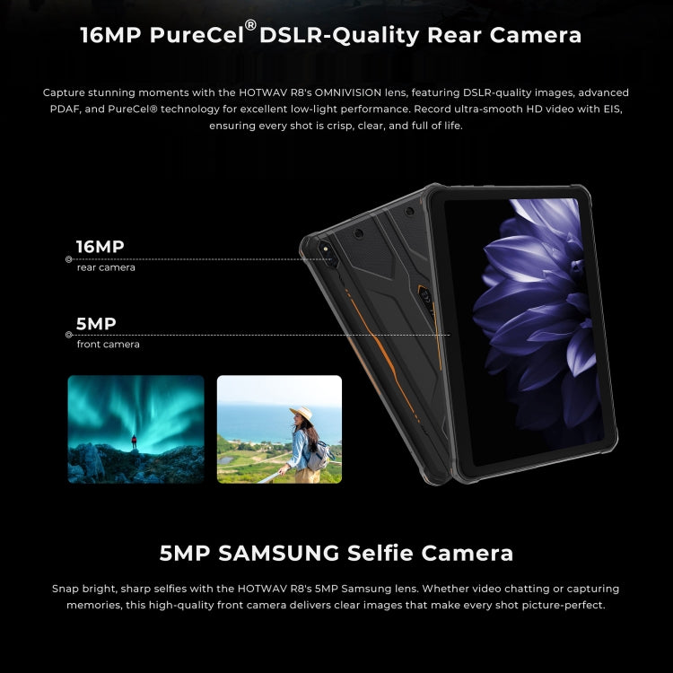 HOTWAV Tab R8 IP68/IP69K Rugged Tablet, 4GB+128GB, 10.1 inch Android 14 Unisoc T606 Octa Core 4G Network, Global Version with Google Play, EU Plug (Black+Orange) - Other by HOTWAV | Online Shopping UK | buy2fix