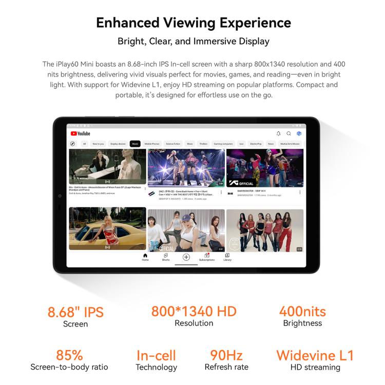 ALLDOCUBE iPlay 60 mini 4G LTE Tablet PC, 4GB+64GB, 8.68 inch Android 15 Unisoc T606 Octa Core Support Dual SIM (Grey) - ALLDOCUBE by ALLDOCUBE | Online Shopping UK | buy2fix