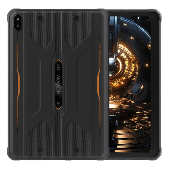 HOTWAV Tab R10 Pro IP68/IP69K Rugged Tablet, 8GB+256GB, 10.1 inch Android 14 Unisoc T606 Octa Core 4G Network, Global Version with Google Play, EU Plug (Black+Orange)
