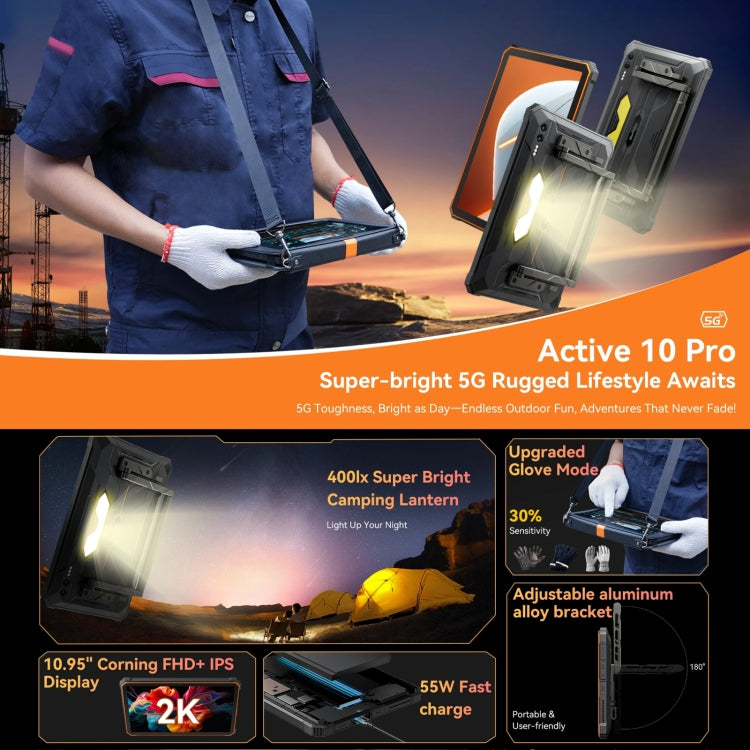 Blackview Active 10 Pro 5G Rugged Tablet, 12GB+256GB, 10.95 inch Android 14 Dimensity 7300 Octa Core, Global Version with Google Play (Black) - Blackview by Blackview | Online Shopping UK | buy2fix