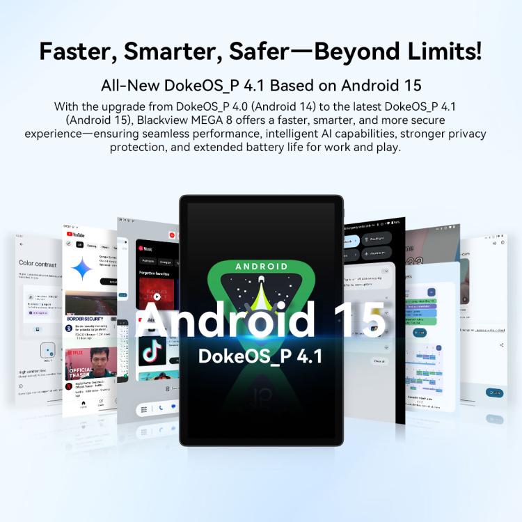 Blackview MEGA 8 Tablet PC, 12GB+256GB, 13 inch Android 15 Unisoc Tiger T620 Octa Core, Network: 4G, Global Version with Google Play (Blue) - Blackview by Blackview | Online Shopping UK | buy2fix