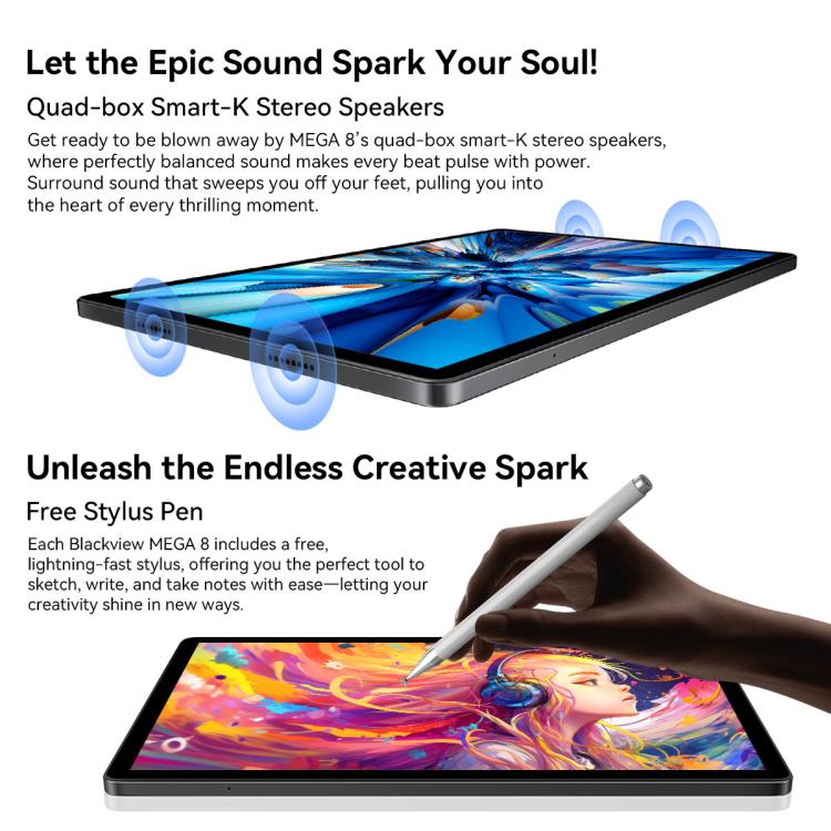 Blackview MEGA 8 Tablet PC, 12GB+512GB, 13 inch Android 15 Unisoc Tiger T620 Octa Core, Network: 4G, Global Version with Google Play (Blue) - Blackview by Blackview | Online Shopping UK | buy2fix