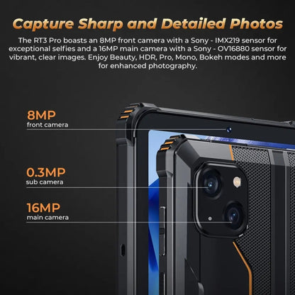 OUKITEL RT3 Pro 4G Network IP68/IP69K Rugged Tablet, 4GB+128GB, 8.0 inch Android 14 MediaTek G81 Octa-Core Support Dual SIM, EU Plug (Black) - Other by OUKITEL | Online Shopping UK | buy2fix
