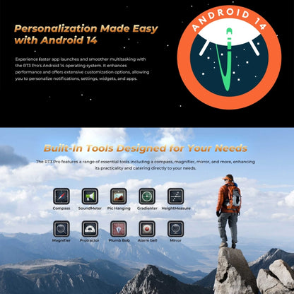 OUKITEL RT3 Pro 4G Network IP68/IP69K Rugged Tablet, 4GB+128GB, 8.0 inch Android 14 MediaTek G81 Octa-Core Support Dual SIM, EU Plug (Black) - Other by OUKITEL | Online Shopping UK | buy2fix