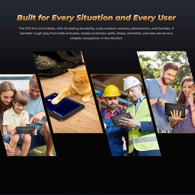 OUKITEL RT3 Pro 4G Network IP68/IP69K Rugged Tablet, 4GB+128GB, 8.0 inch Android 14 MediaTek G81 Octa-Core Support Dual SIM, EU Plug (Black) - Other by OUKITEL | Online Shopping UK | buy2fix