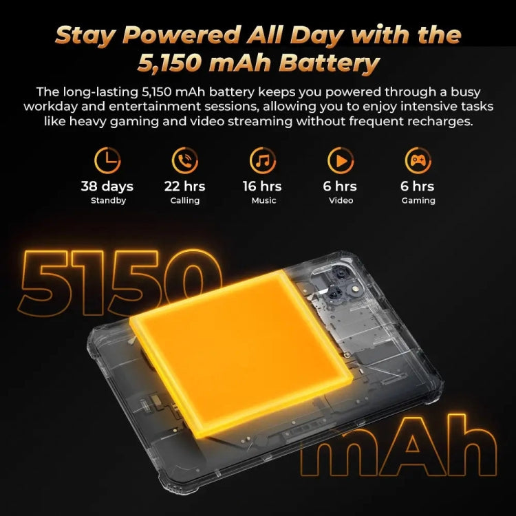 OUKITEL RT3 Pro 4G Network IP68/IP69K Rugged Tablet, 4GB+128GB, 8.0 inch Android 14 MediaTek G81 Octa-Core Support Dual SIM, EU Plug (Black) - Other by OUKITEL | Online Shopping UK | buy2fix