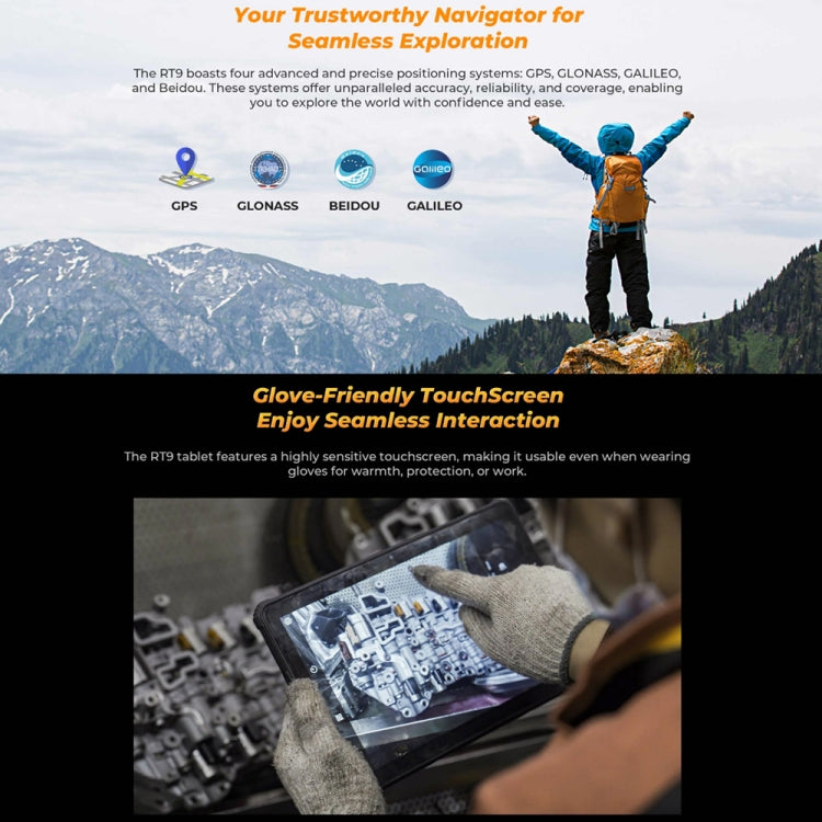 OUKITEL RT9 4G Network IP68/IP69K Rugged Tablet, 6GB+256GB, 11 inch Android 14 Unisoc T606 Octa-Core Support Dual SIM, EU Plug (Black) - Other by OUKITEL | Online Shopping UK | buy2fix