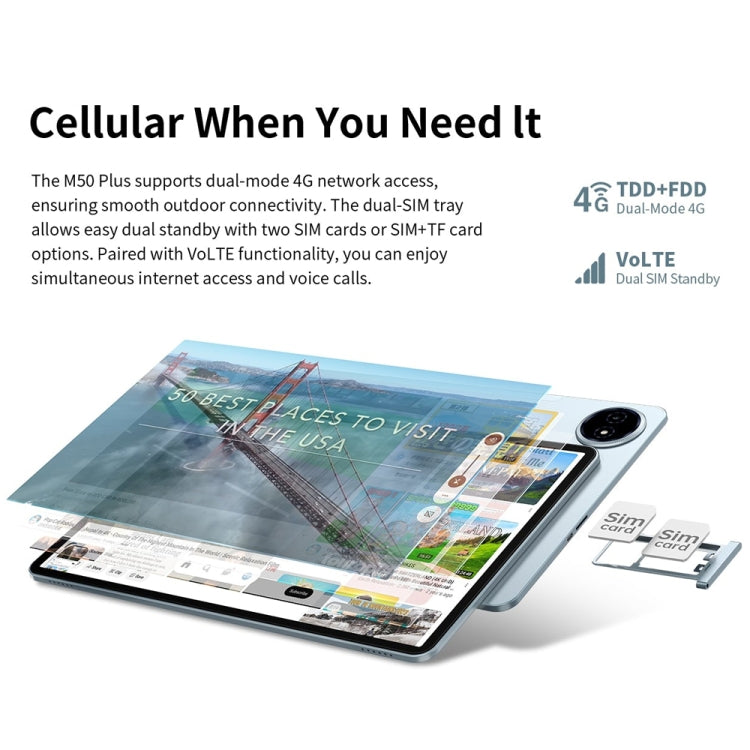 Teclast M50 Plus 4G LTE Tablet PC 10.1 inch, 6GB+128GB, Android 14 MediaTek Helio G85 Octa Core, Support Dual SIM - TECLAST by TECLAST | Online Shopping UK | buy2fix