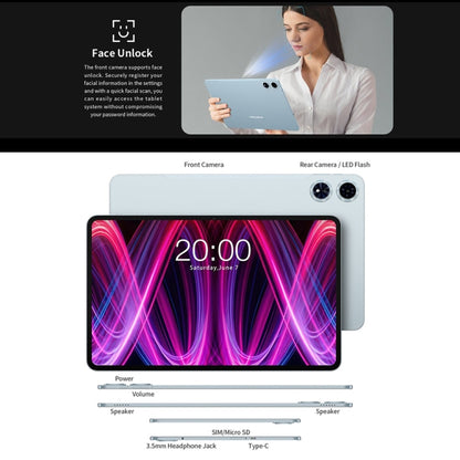 Teclast T60 Plus 4G LTE Tablet PC, 6GB+128GB, 12 inch Android 14 MediaTek Helio G88 Octa Core, Support Dual SIM - TECLAST by TECLAST | Online Shopping UK | buy2fix
