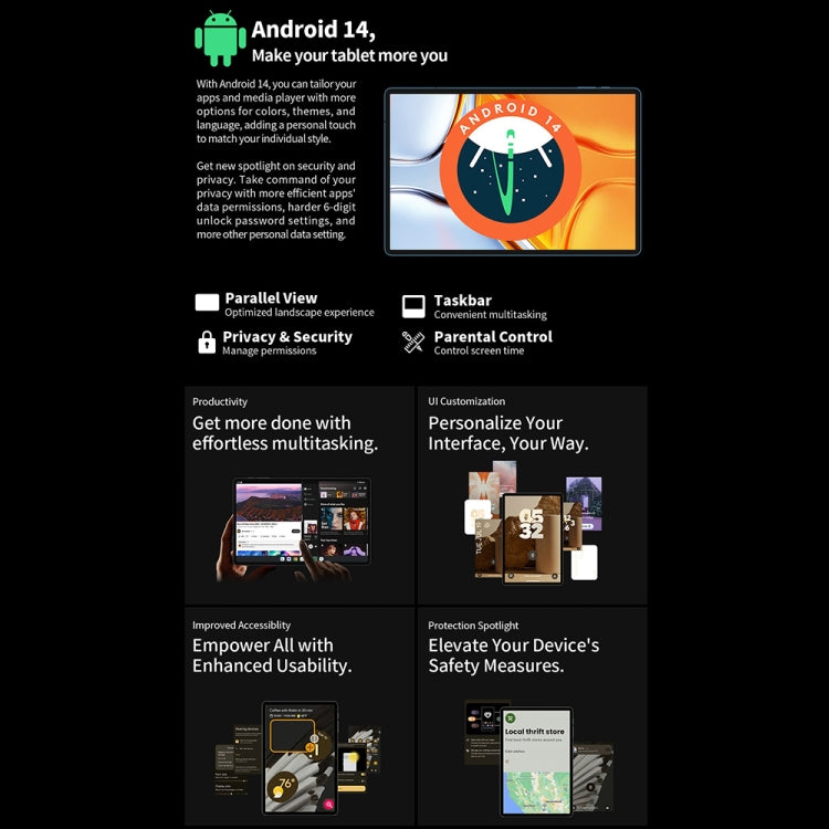 Teclast T70 4G LTE Tablet PC, 8GB+256GB, 14 inch Android 14 MediaTek Helio G99 Octa Core, Support Dual SIM - TECLAST by TECLAST | Online Shopping UK | buy2fix