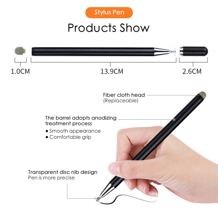 JD02 Universal Magnetic Pen Cap Pan Head + Fiber Cloth 2 in 1 Stylus Pen for Smart Tablets and Mobile Phones (Silver) - Stylus Pen by buy2fix | Online Shopping UK | buy2fix