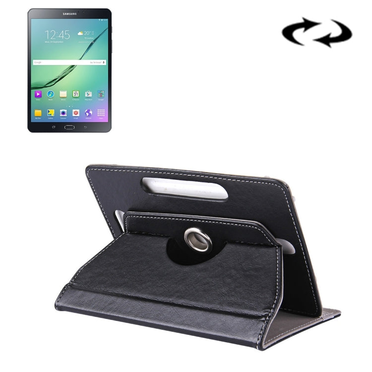 8 inch Tablets Leather Case Crazy Horse Texture 360 Degrees Rotation Protective Case Shell with Holder for Galaxy Tab S2 8.0 T715 / T710, Cube U16GT, ONDA Vi30W, Teclast P86(Black) - 8 inch by buy2fix | Online Shopping UK | buy2fix