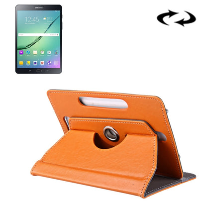 8 inch Tablets Leather Case Crazy Horse Texture 360 Degrees Rotation Protective Case Shell with Holder for Galaxy Tab S2 8.0 T715 / T710, Cube U16GT, ONDA Vi30W, Teclast P86(Orange) - 8 inch by buy2fix | Online Shopping UK | buy2fix