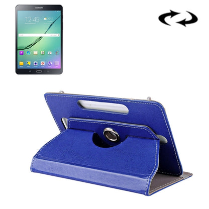 8 inch Tablets Leather Case Crazy Horse Texture 360 Degrees Rotation Protective Case Shell with Holder for Galaxy Tab S2 8.0 T715 / T710, Cube U16GT, ONDA Vi30W, Teclast P86(Blue) - 8 inch by buy2fix | Online Shopping UK | buy2fix