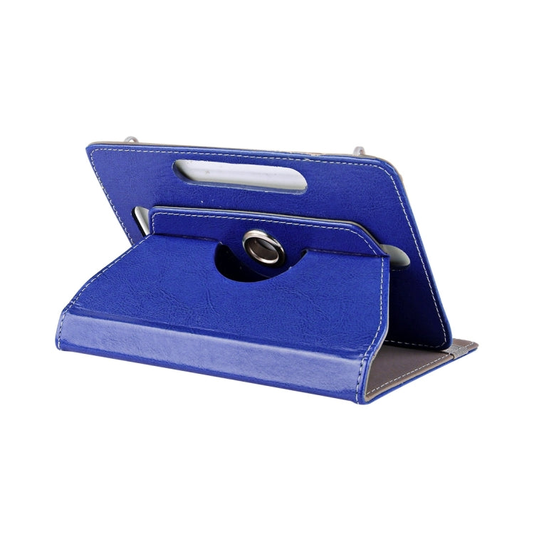 8 inch Tablets Leather Case Crazy Horse Texture 360 Degrees Rotation Protective Case Shell with Holder for Galaxy Tab S2 8.0 T715 / T710, Cube U16GT, ONDA Vi30W, Teclast P86(Blue) - 8 inch by buy2fix | Online Shopping UK | buy2fix