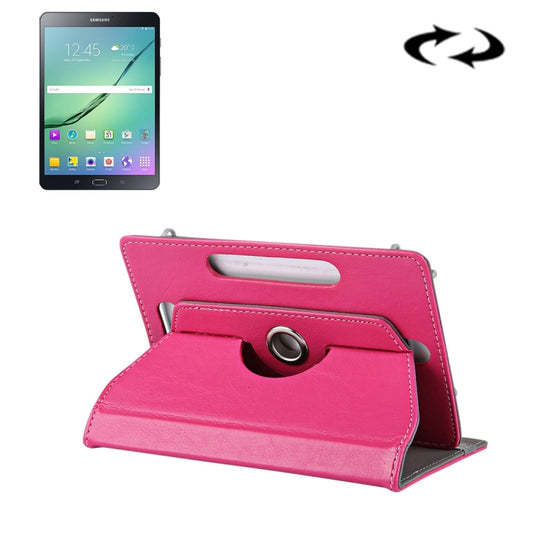 8 inch Tablets Leather Case Crazy Horse Texture 360 Degrees Rotation Protective Case Shell with Holder for Galaxy Tab S2 8.0 T715 / T710, Cube U16GT, ONDA Vi30W, Teclast P86(Magenta) - 8 inch by buy2fix | Online Shopping UK | buy2fix