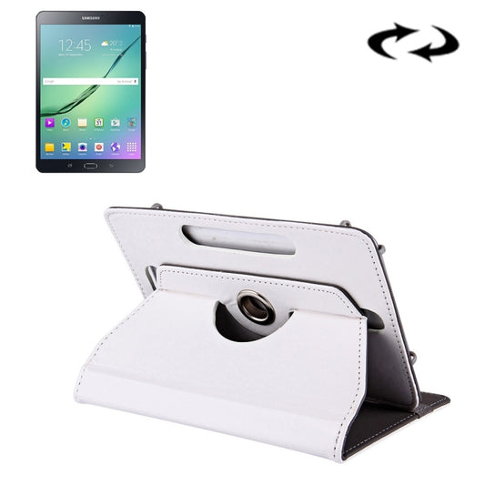 8 inch Tablets Leather Case Crazy Horse Texture 360 Degrees Rotation Protective Case Shell with Holder for Galaxy Tab S2 8.0 T715 / T710, Cube U16GT, ONDA Vi30W, Teclast P86(White) - 8 inch by buy2fix | Online Shopping UK | buy2fix