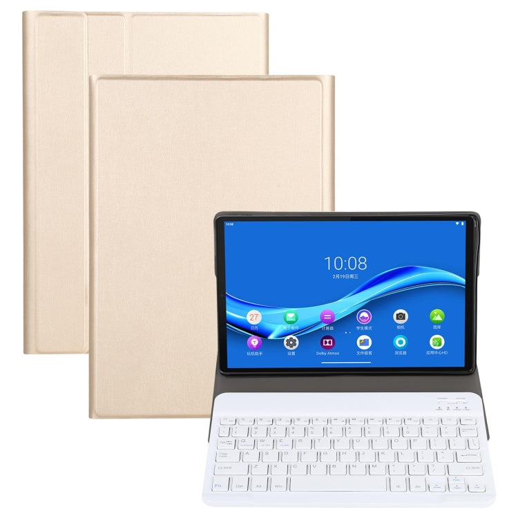 AM11 2 in 1 Removable Bluetooth Keyboard + Protective Leather Tablet Case with Holder for Lenovo M10 FHD REL TB-X605FC/LC(Gold) - Lenovo Keyboard by buy2fix | Online Shopping UK | buy2fix