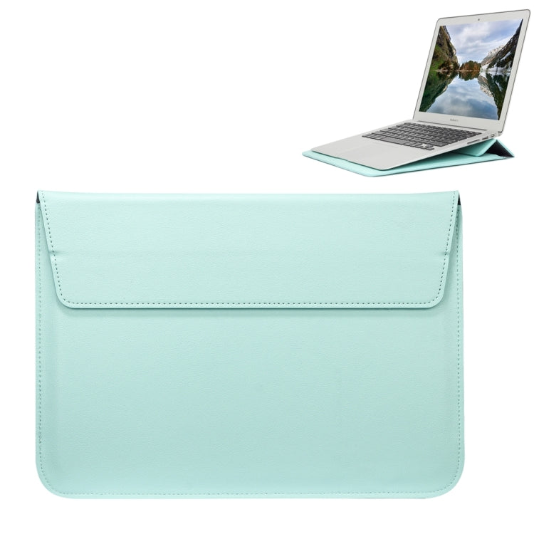 Universal Envelope Style PU Leather Case with Holder for Ultrathin Notebook Tablet PC 15.4 inch, Size: 39x28x1.5cm(Mint Green) - 15 inch by buy2fix | Online Shopping UK | buy2fix