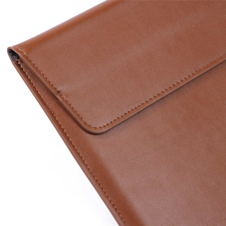 Universal Envelope Style PU Leather Case with Holder for Ultrathin Notebook Tablet PC 15.4 inch, Size: 39x28x1.5cm(Brown) - 15 inch by buy2fix | Online Shopping UK | buy2fix