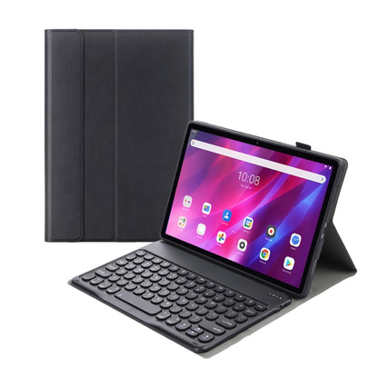 YAK10 2 in 1 Detachable Round Keycap Bluetooth Keyboard + Lambskin Texture TPU Protective Leather Tablet Case with Holder for Lenovo Qitian K10 TB-X6C6X(Black) - Lenovo Keyboard by buy2fix | Online Shopping UK | buy2fix