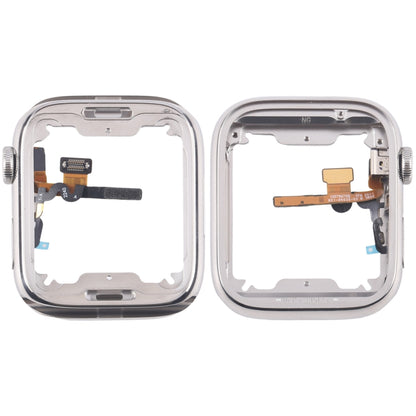 For Apple Watch Series 7 / 8 / 9 45mm LTE Stainless Steel Middle Frame Bezel Plate with Crown Spin Axis Flex Cable (Silver) by buy2fix