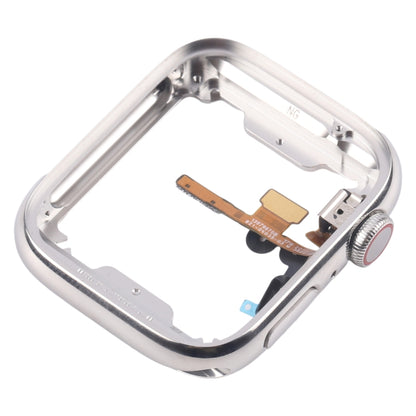 For Apple Watch Series 7 / 8 / 9 45mm LTE Stainless Steel Middle Frame Bezel Plate with Crown Spin Axis Flex Cable (Silver) by buy2fix