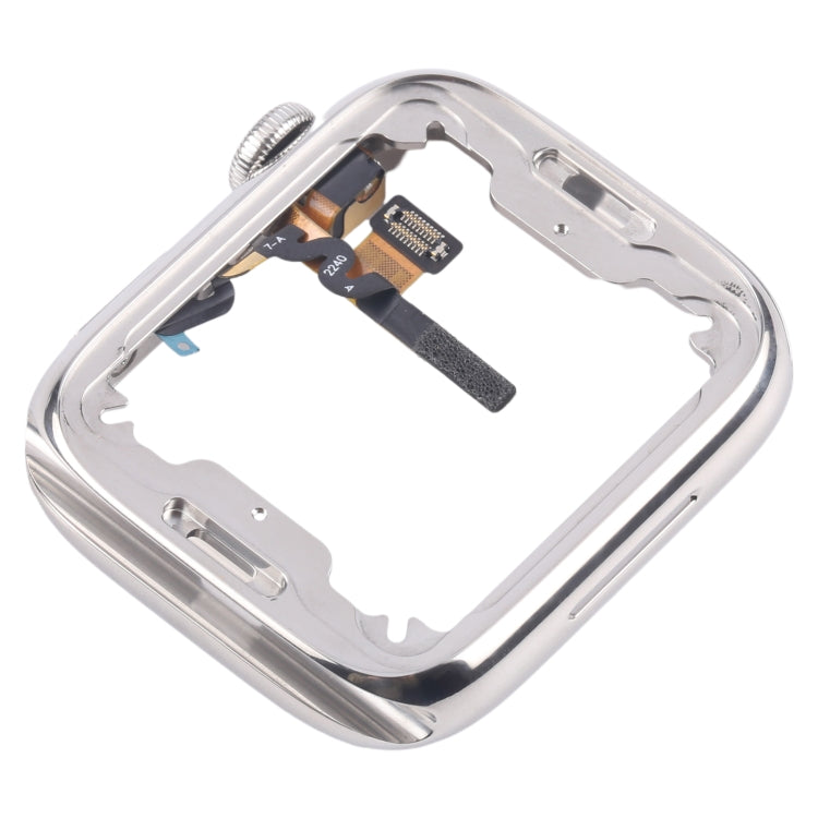 For Apple Watch Series 7 / 8 / 9 45mm LTE Stainless Steel Middle Frame Bezel Plate with Crown Spin Axis Flex Cable (Silver) by buy2fix