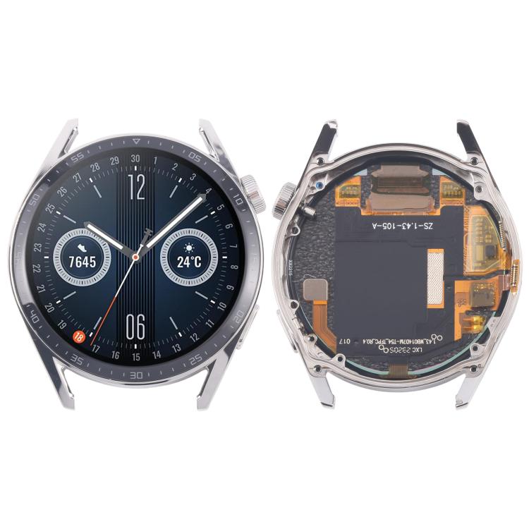 For Huawei Watch GT 3 46mm JPT-B19 Dual Cable LCD Screen Digitizer Full Assembly with Frame (Silver) - For Huawei by buy2fix | Online Shopping UK | buy2fix
