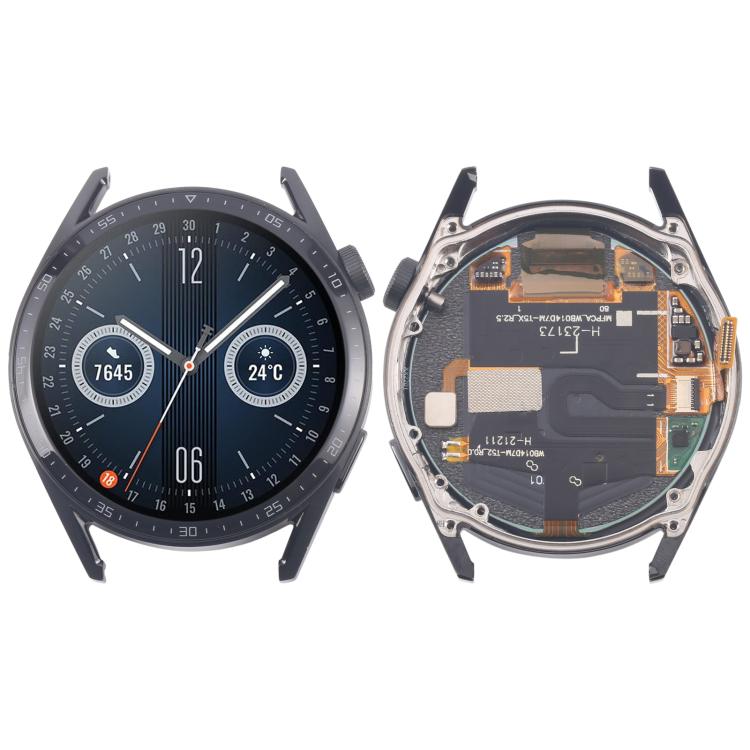 For Huawei Watch GT 3 46mm JPT-B29 Single Cable LCD Screen Digitizer Full Assembly with Frame (Black) - For Huawei by buy2fix | Online Shopping UK | buy2fix