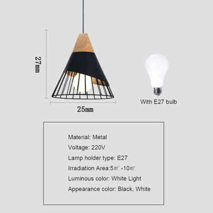 E27 Modern Lighting Iron Solid Wood Pendant Light Hanging Lamp (Black) - Celling Lights & Chandeliers by YWXLight | Online Shopping UK | buy2fix